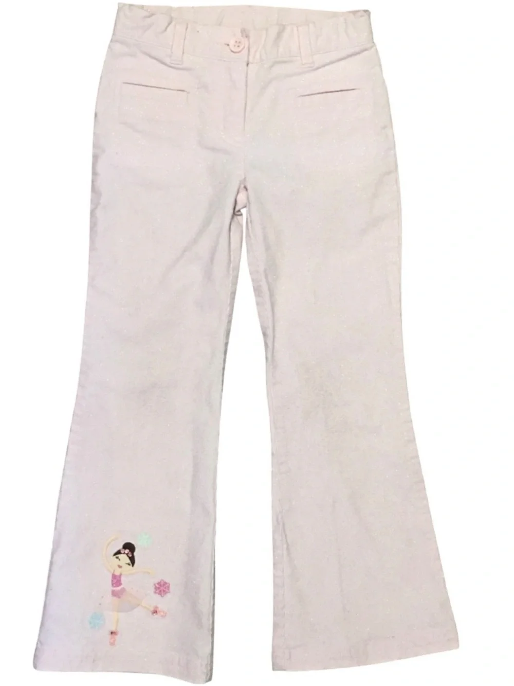 Gymboree Pink Corduroy Ballerina sparkles EMB Flare Pants Adjustable Waist